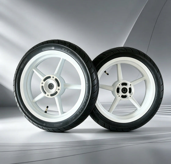 14" Supermoto Wheel + Tire Kit — Factory White