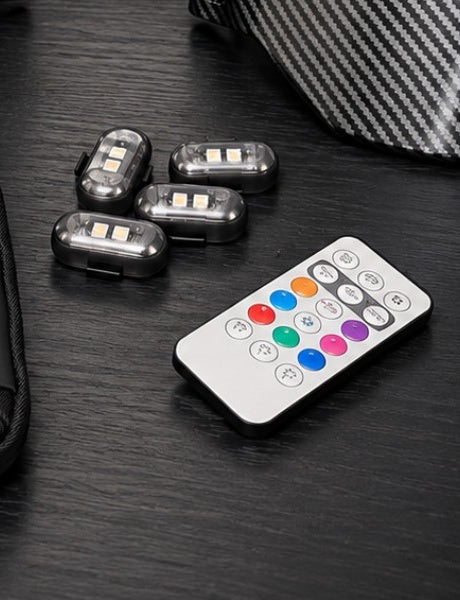 Rechargeable LED underglow kit with four pods and wireless remote